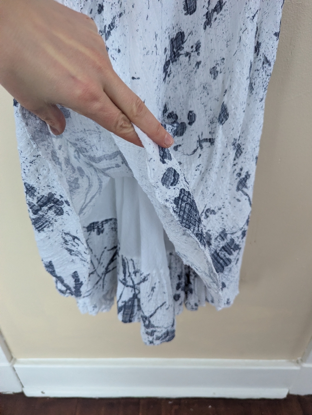 Nina Murati Sleeveless Gray/Navy Blue & White Italian Cotton Dress (SIZE MEDIUM) - Picture 9 of 11